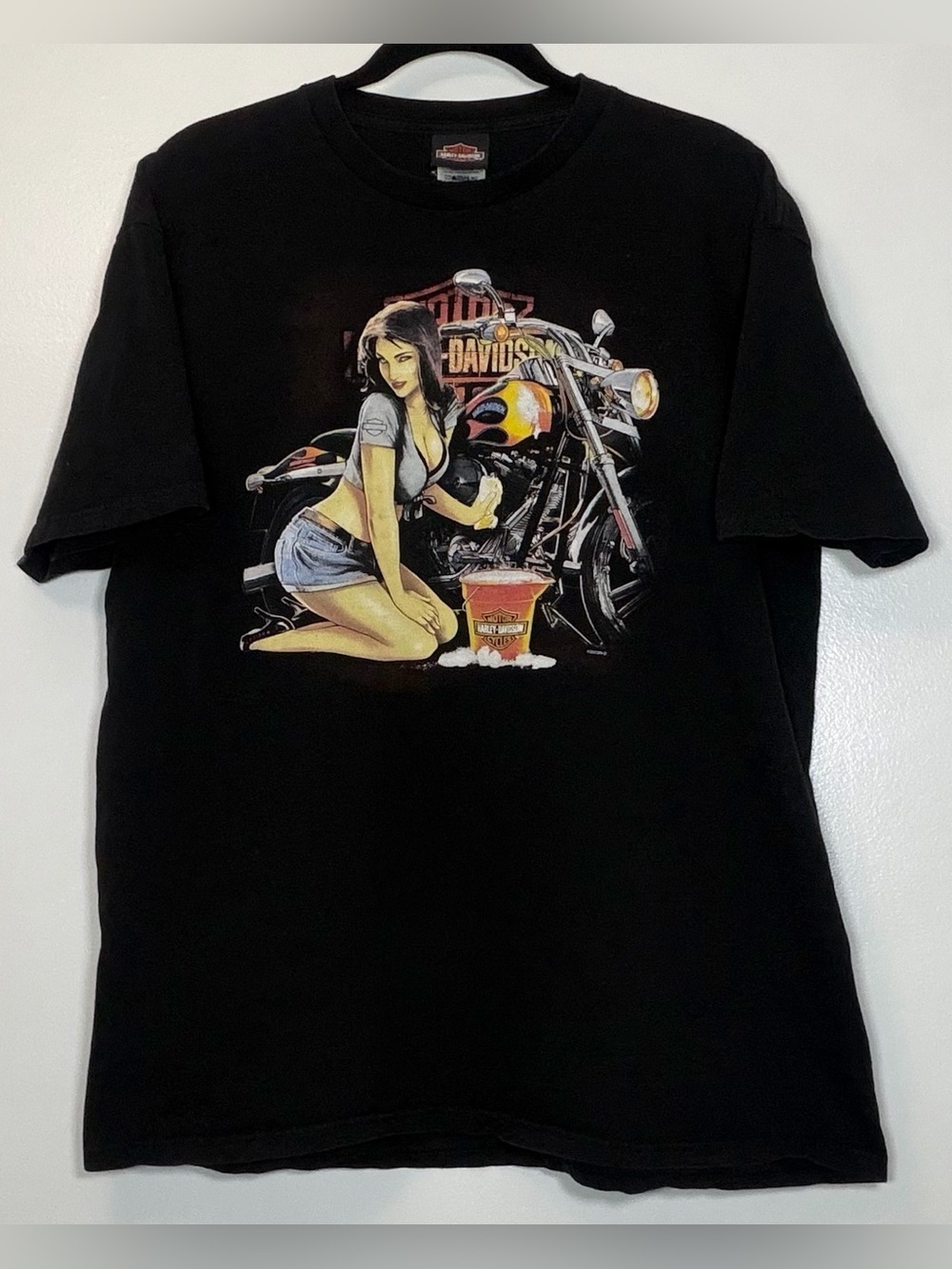 Harley-Davidson Black Tee with Pin-up Girl